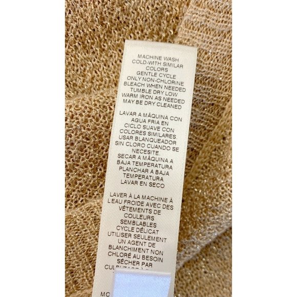 Chico's Gold Metallic Knit Pullover Poncho Sweater Top Size L XL - Picture 7 of 7